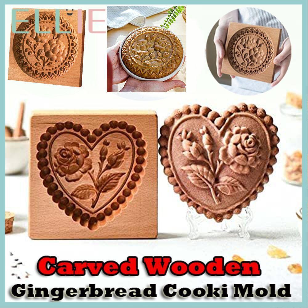 ELLIE Shortbread Mold Stamp Mould Biscuit Fondant Raspberry สําหรับ Halloween Wooden Gingerbread Coo