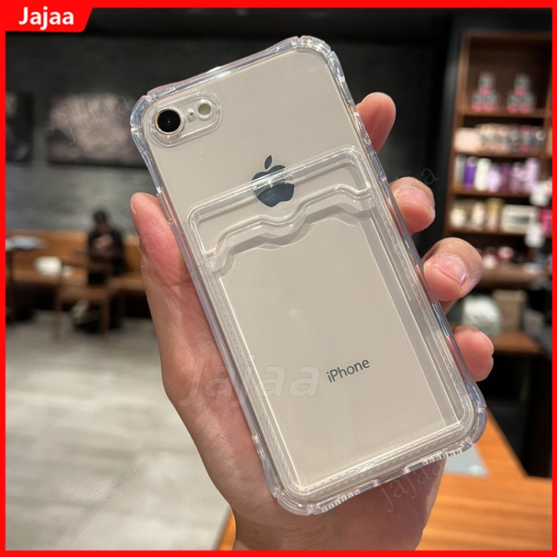 กระเป๋าสตางค์ผู้ถือบัตรเคสใสนุ่มสําหรับ Apple iPhone 17e 2026 16e SE4 SE3 SE2 SE 2025 iPhone 7 8 ช่อ