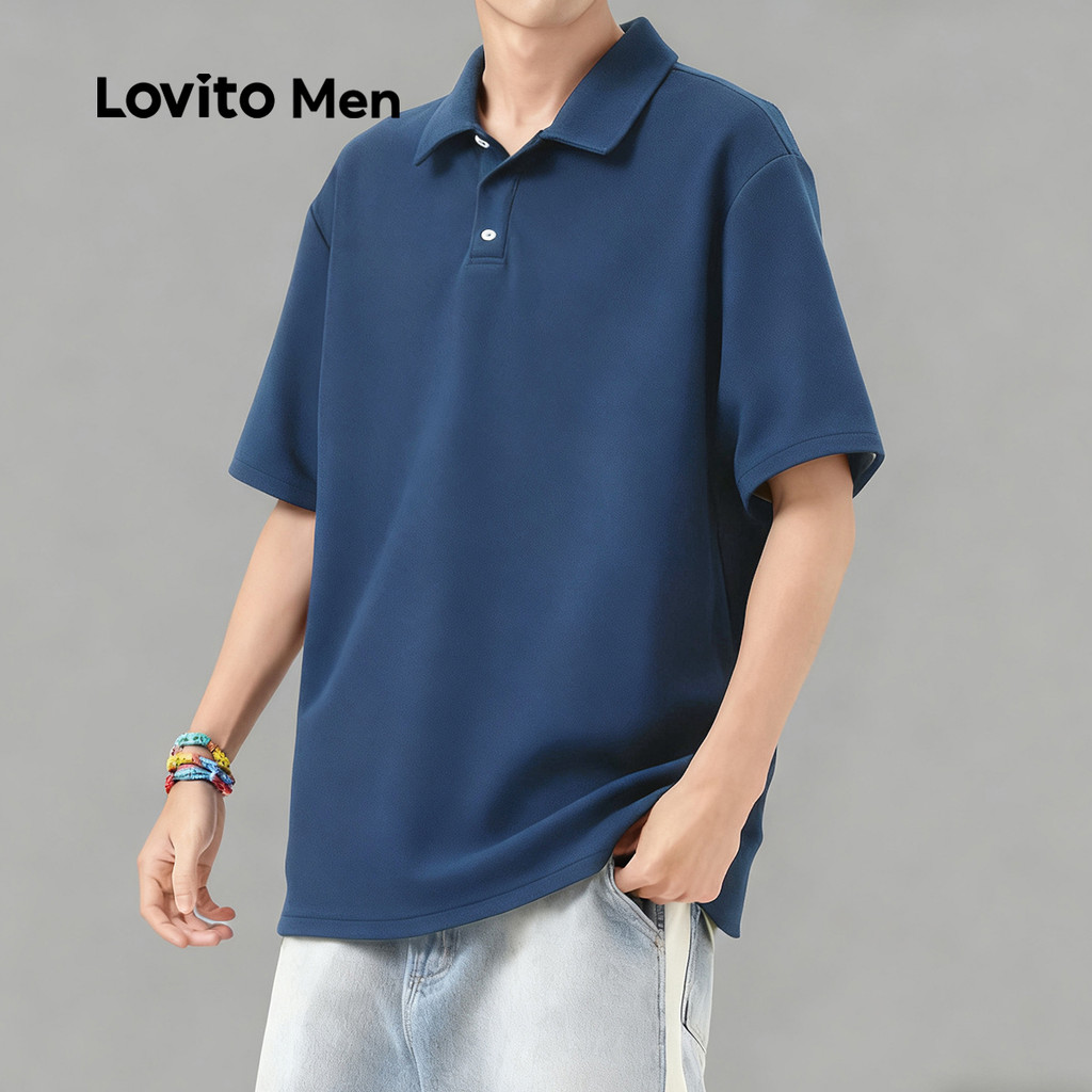 Lovito Men เสื้อโปโลลำลอง แขนสั้น ฤดูใบไม้ผลิ/ฤดูร้อน สีน้ำตาล สำหรับผู้ชาย LNE122049 ราคา ถูกที่สุด ดีลบีเคเค แกลเลอรีภาพที่ 4