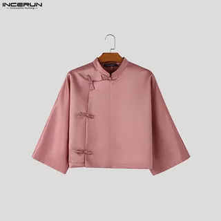เสื้อผู้ชายสไตล์เกาหลี แบบคลาสสิก แขน3/4 ปุ่มกบ ทรงพอดีตัว