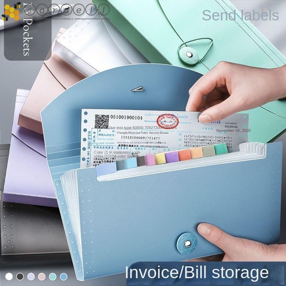 CORDELL ขยายแฟ้มกระเป๋า Tax Item แฟ้มกระดาษแบบพกพา Bill Storage Business 13 กระเป๋าเอกสาร Organizer