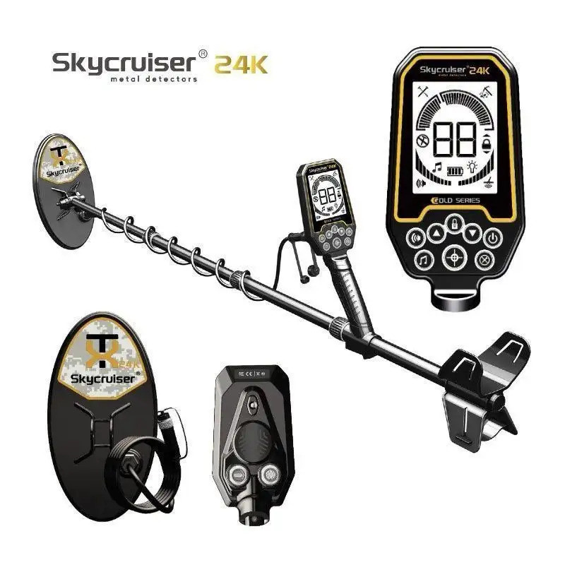 Skycruiser 24K Gold Detector IP68 เครื่องตรวจจับโลหะอุตสาหกรรมกันน้ําสําหรับลึก Gold Finding