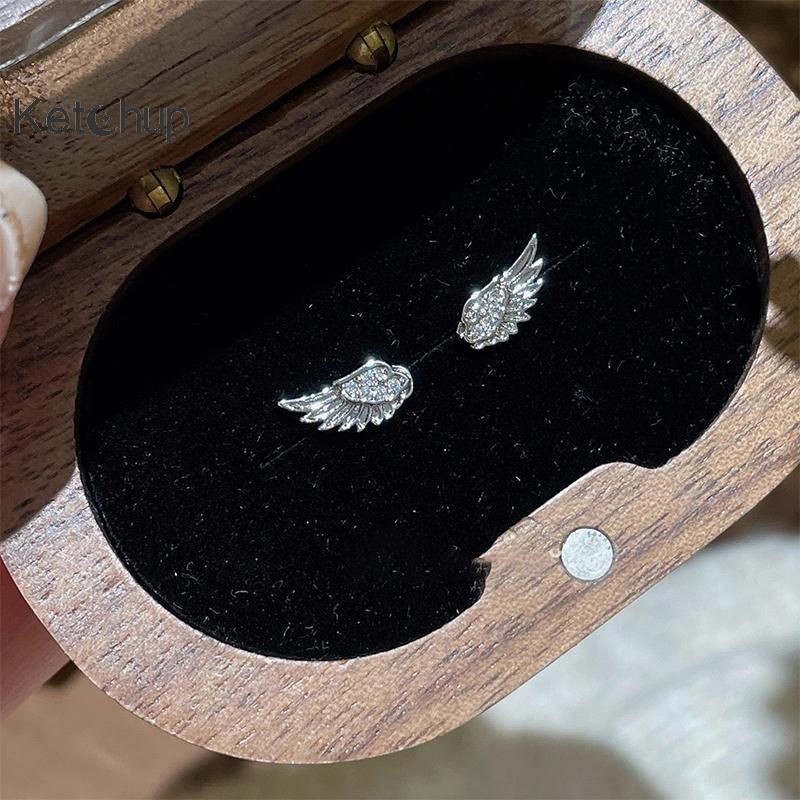 คู่รักวินเทจ Creative Angel Wings สตั๊ด ต่างหูสำหรับผู้หญิง ของขวัญวันเกิดสไตล์ปังก์ ราคา ถูกที่สุด ดีลบีเคเค แกลเลอรีภาพที่ 2