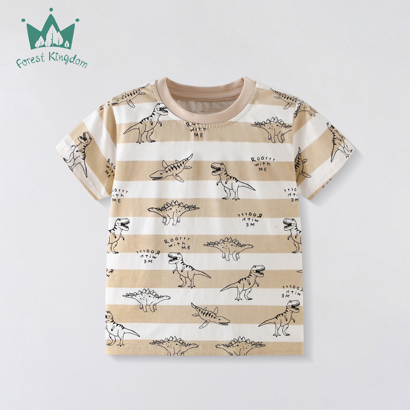 【Ready Stock】 Summer 2026 Children's New Casual Fashion Short Sleeve T-shirt Clothing Striped Boys' 