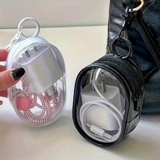 Sanli กระเป๋าเก็บหูฟังหู กระเป๋าจัดเก็บสายเคเบิล ถุงเก็บสายชาร์จ กระเป๋า PVC ใส เก็บสายชาร์จ พกพาสะดวก