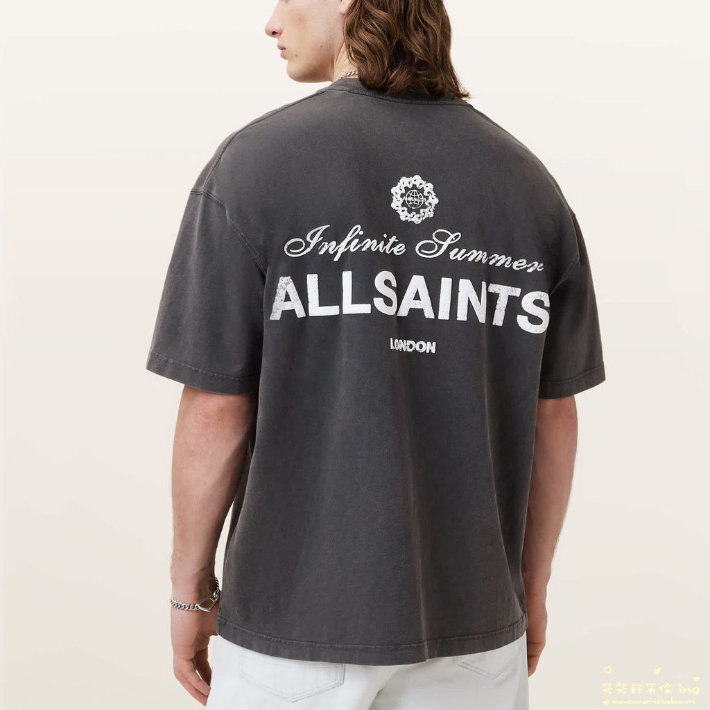 ALL S.AINTSS เสื้อยืดชายหนุ่มและสตรีพร้อมป้ายตัวอักษรพิมพ์ลายผ้าฝ้ายหลวมแขนสั้น