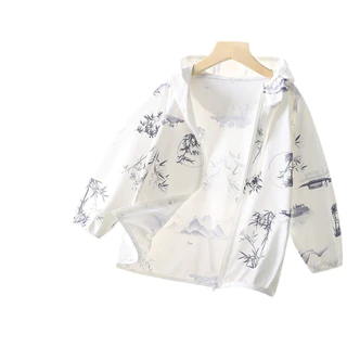 เสื้อผ้าเด็กสำหรับฤดูร้อน ป้องกันUV ความรู้สึกเย็น สวมใส่ง่าย ทำจากผ้าไหมน้ำแข็ง