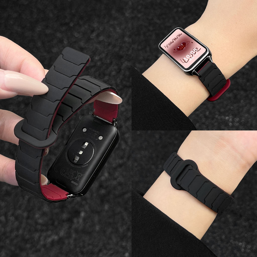 สายรัดข้อมือซิลิโคนแม่เหล็กสำหรับ Huawei Band 11 Band 11 Pro 10 9 8 NFC สายรัดข้อมือสำหรับเล่นกีฬา นุ่มสบาย อุปกรณ์เสริมสำหรับสมาร์ทวอทช์