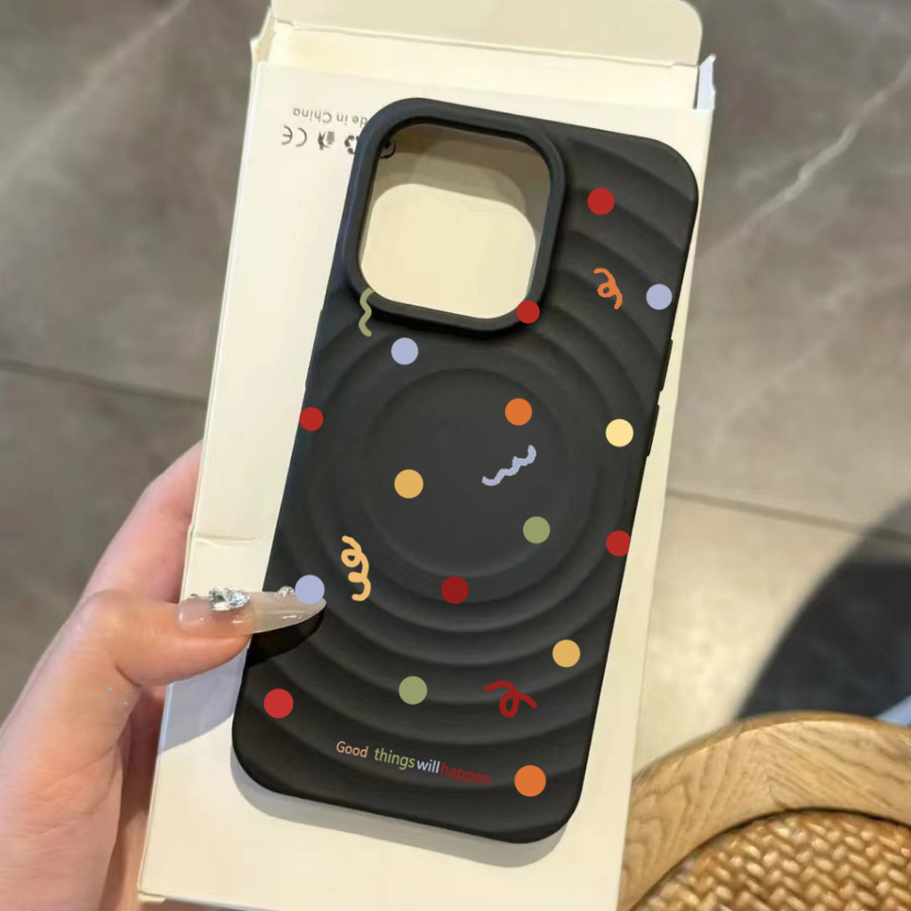 🔥สินค้าพร้อมส่ง! ✨🌈เคสโทรศัพท์ลายคลื่นและจุดสีสดใสสุดคลาสสิค! เคส iPhone 17/16/15 Pro Max/14/13/12/11 มีฟังก์ชันแม่เหล็ก
