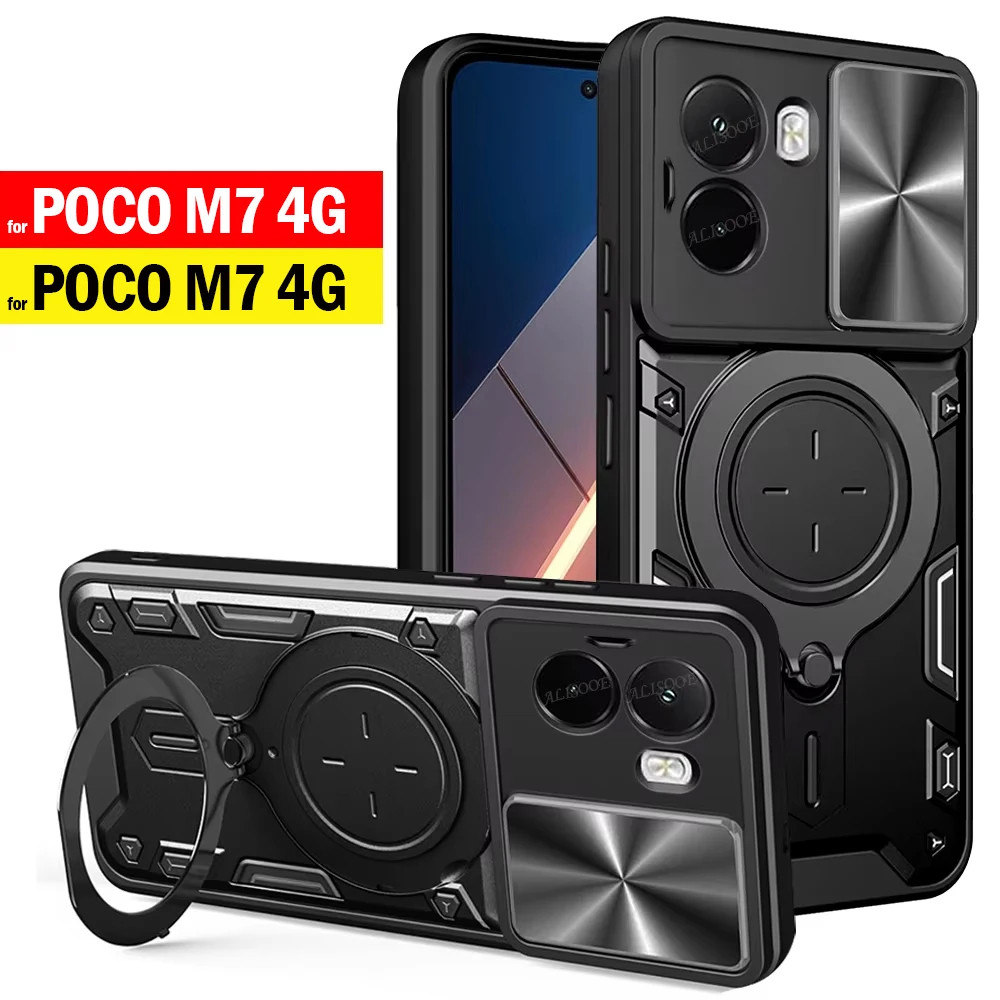 CASE POCO M7 / M7 PRO / M6 / M6 PRO / M5S / M4 PRO 4G SLIDE IRING CASE ROTARY STANDING PHONE SLIM FI