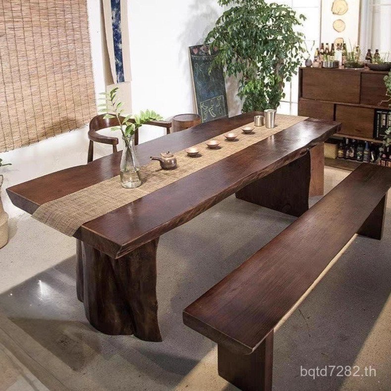 Negotiate w & Modern Long Table Bubble Atmospheric Simple Long Table Tea Table ไม้เนื้อแข็งโต๊ะทํางา