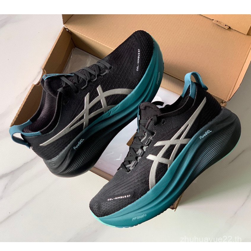 Asics Gel-Nimbus 27 รองเท้าวิ่งสําหรับผู้ชายและผู้หญิง Gel-Nimbus 26 Cushioned กีฬารองเท้า SKJ5