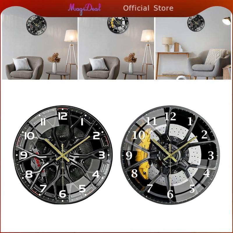 MagiDeal Retro Vintage Round Wall Clock แบตเตอรี่ดําเนินการนาฬิกาแขวนศิลปะที่เงียบสงบสําหรับโฮมออฟฟิ