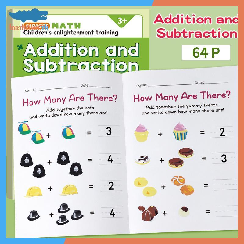 Forthewin 1 ชุดสนุก 64 หน้าหนังสือคําถามเลขคณิตบวกและลบการออกกําลังกายภายใน 10 ภาพคอลัมน์ตําแหน่งการ