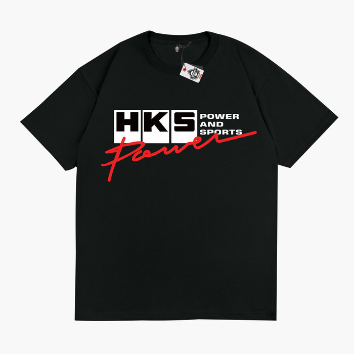 【NEW】 KARIMAKE ID Kaos T Shirt Racing HKS Logo JDM Kaos Otomotif - V2 HITAM  แบบ Unisex S-5XL