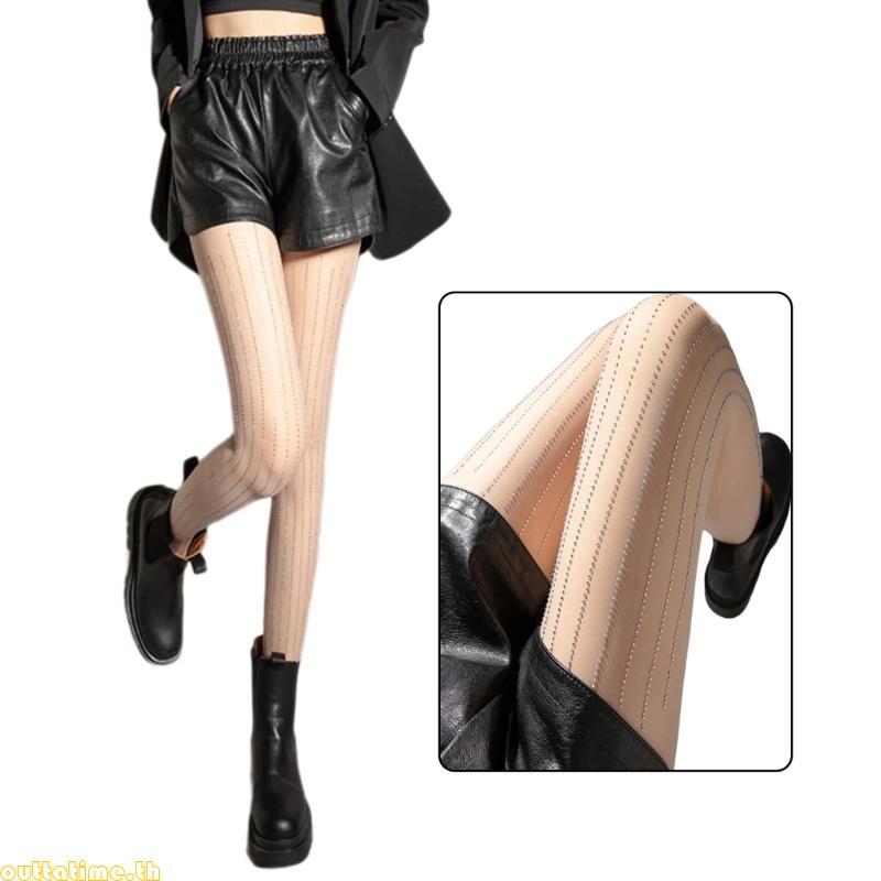 Time Women's Silk Tights มีคริสตัลประดับ โปร่งแสง