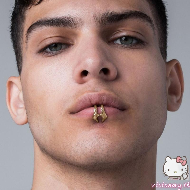 Vision Cyberpunk-Fake Piercings Lip Clip for Women Men Geometry Piercing Lip Clip