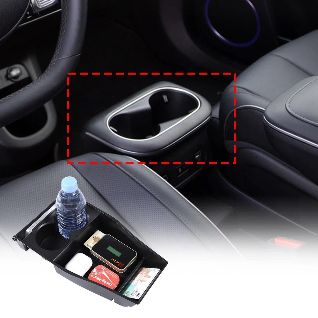 สําหรับ Hyundai IONIQ 5 2022 ABS สีดํารถจัดแต่งทรงผมรถคอนโซลกลางกล่องเก็บถาดโทรศัพท์มือถืออุปกรณ์ตกแ