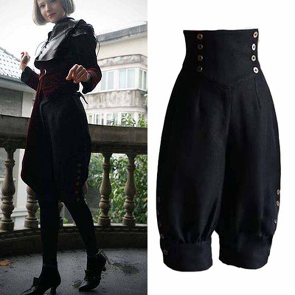 Colonial Knee Breechaes ผู้หญิง 18th Century กางเกงฤดูใบไม้ร่วงสไตล์ด้านหน้ากางเกง