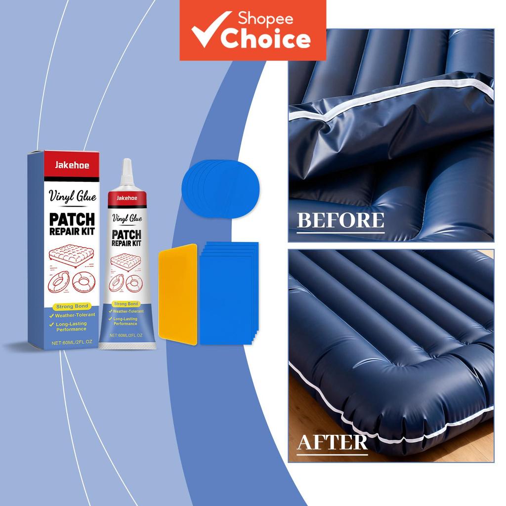 ชุดซ่อมไวนิล 60ml Air Mattress Fix Set พร้อมแพทช์กาวและ Scraper สําหรับผลิตภัณฑ์เป่าลม 1 ชุด