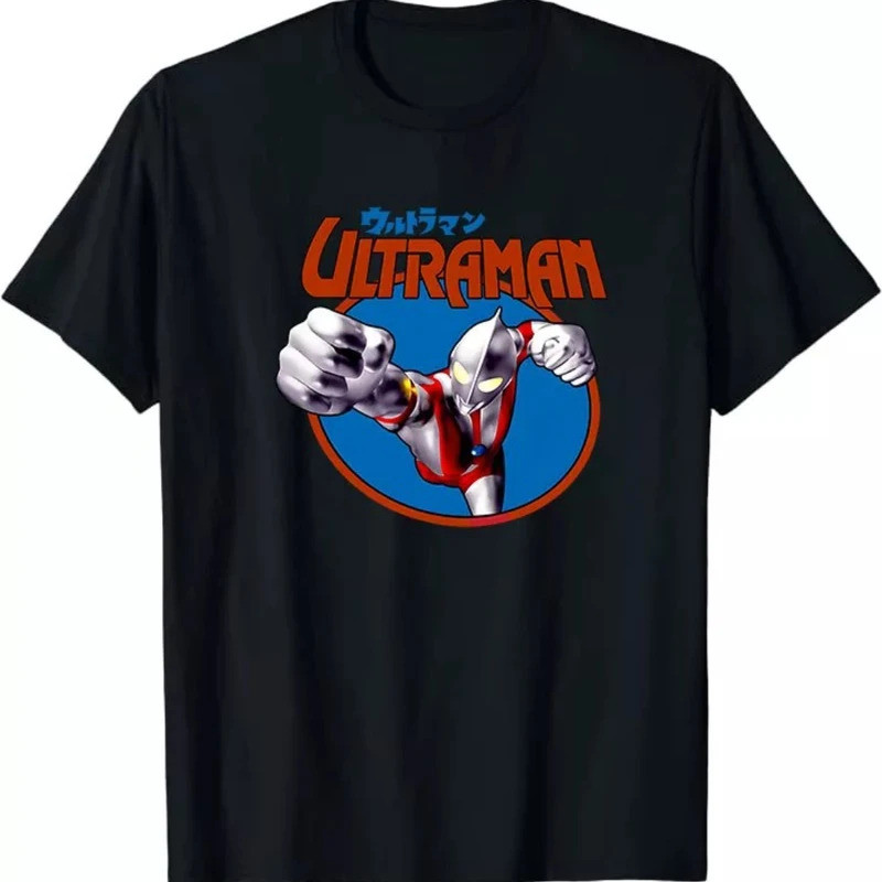 เสื้อยืด "Ultraman" ลายสไตล์ย้อนยุค ผ้าฝ้าย 100%, คอกลม, แขนสั้น, ใส่ได้ทั้งชายและหญิง (S–5XL)