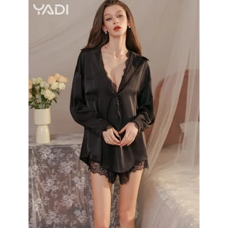 【YADI】🔥พร้อมส่ง ชุดเซ็กซี่ สไตล์เกาหลี ลูกไม้ ชุดนอนเซ็ต ชุดนอน 2 ชิ้น เสื้อเชิ้ตสีขาว กางเกงขาสั้น ใส่สบาย