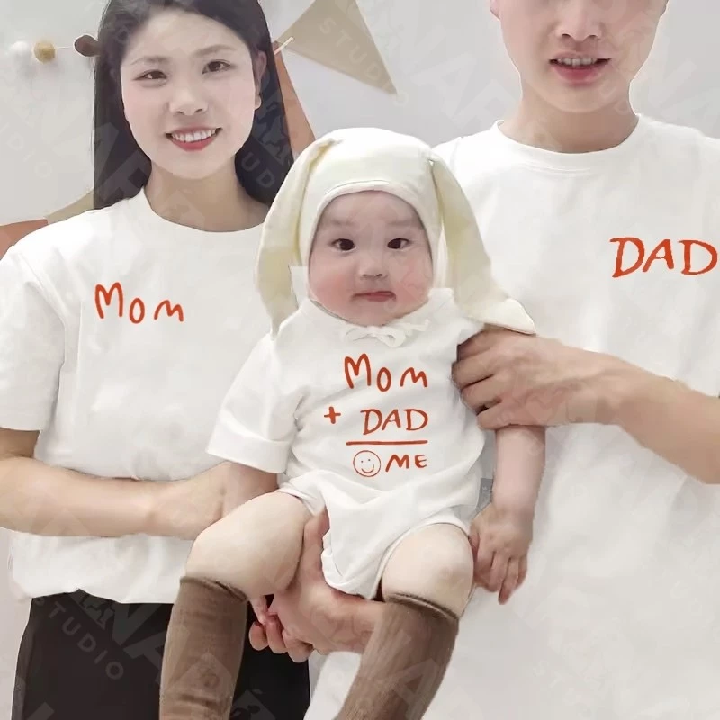 🔥พร้อมส่ง&COD🔥RINA STUDIO เสื้อยืดพ่อแม่ลูก 2025 ชุดฤดูร้อนใหม่สําหรับครอบครัวสามหรือสี่แม่ลูกแม่ลูกครอบครัวสวมใส่