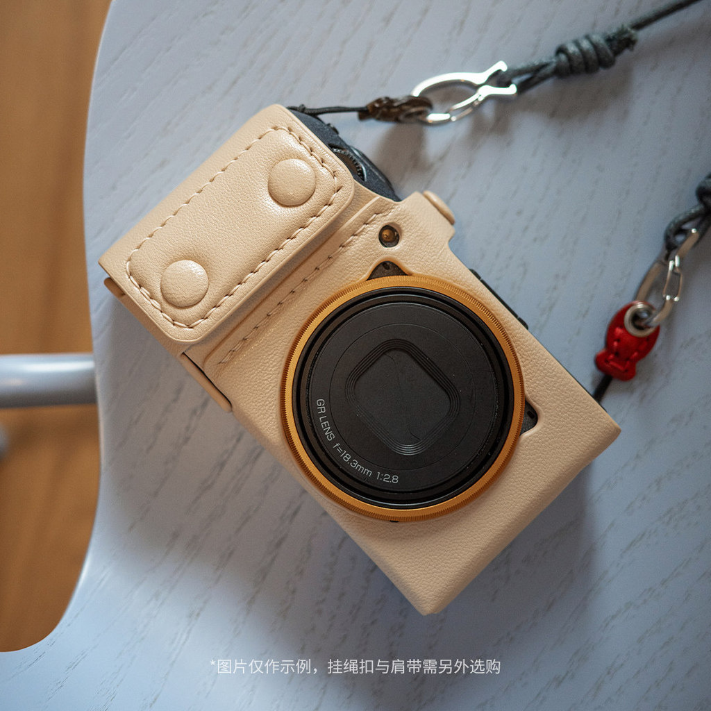 อุปกรณ์เสริมดิจิตอลปลาโง่เหมาะสําหรับ Rico GR3/GR3X/HDF การ์ดกล้องป้องกันกรณีหนังแกะนมแอปริคอท