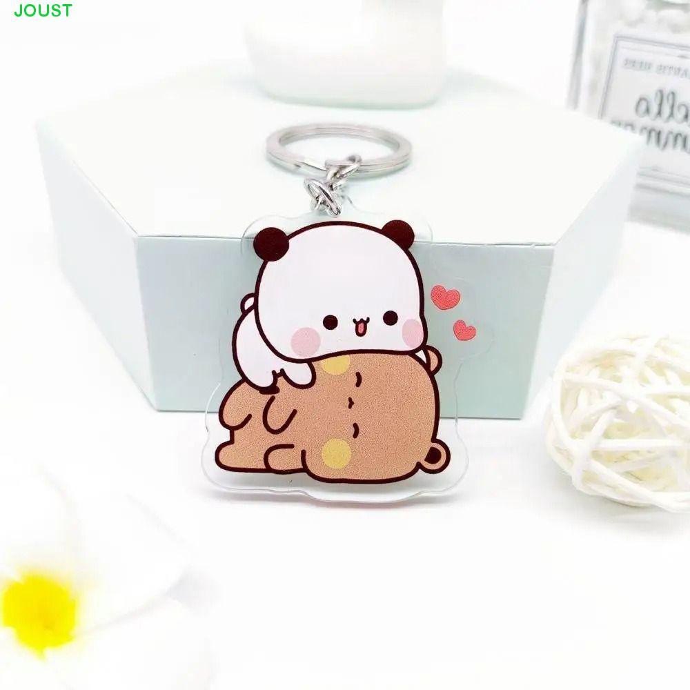 JOUST พวงกุญแจคู่สุดน่ารัก, สัตว์หวาน Bubu Dudu Panda Bear พวงกุญแจ, น่ารัก Kawaii การ์ตูนอะคริลิคน่ารักการ์ตูน Bubu Dudu Key Chain อุปกรณ์เสริมกระเป๋านักเรียน