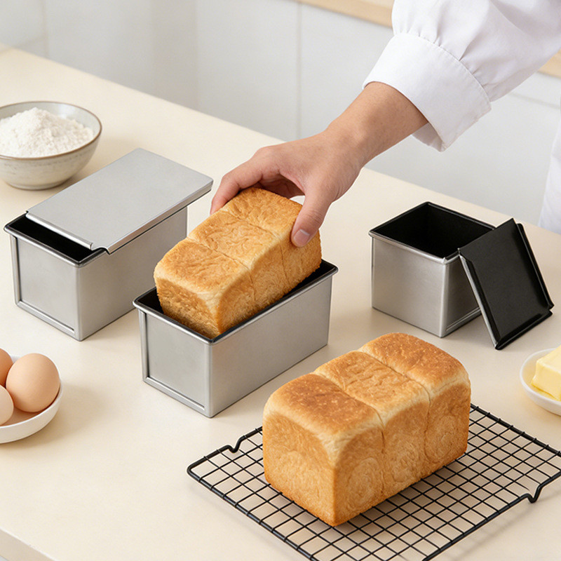 แม่พิมพ์ขนมปังขนมปังปิ้งขนมปังปิ้งกล่องแม่พิมพ์น้ํา Cube พร้อมฝาปิดเตาอบไม่ติดเครื่องใช้ในครัวเรือนเ