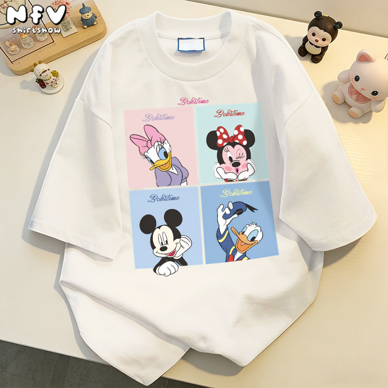【จัดส่งตลอด 24 ชั่วโมง】NFV แฟชั่นเกาหลี ระบายอากาศ Pink Panther เสื้อยืดแขนสั้นคอกลม อ่อนนุ่ม ทรงหลวม ใส่สบาย YG4497