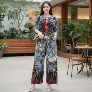 MeeiJaShop No.C3446 ชุดเซ็ท2ชิ้น ลายมัดย้อมสวยๆ เสื้อ+กางเกง *กางเกงมีกระเป๋า* ผ้านุ่มใส่สบาย เสื้อผ้าแฟชั่น