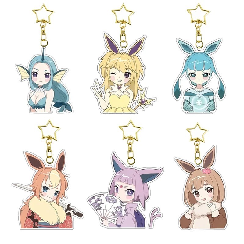 Pokemon Eevee Sylveon Vaporeon Glaceon พวงกุญแจส่วนบุคคลอะนิเมะ Gijinka mica กระเป๋าอะคริลิคตกแต่งกร