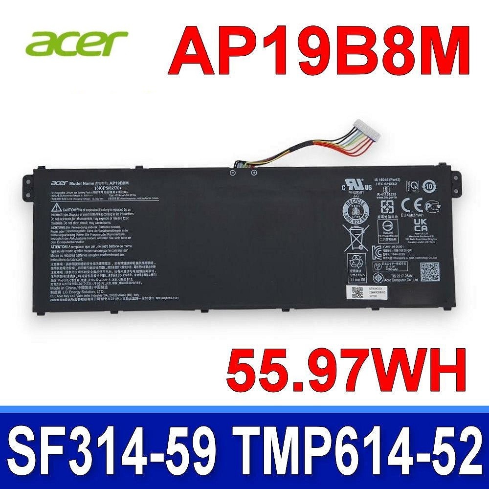 แบตเตอรี่ ACER A315-510P TRAVELMATE SPIN P4 N22Q14 TMP414-51 TMP414RN-52-72RC AP19B8M