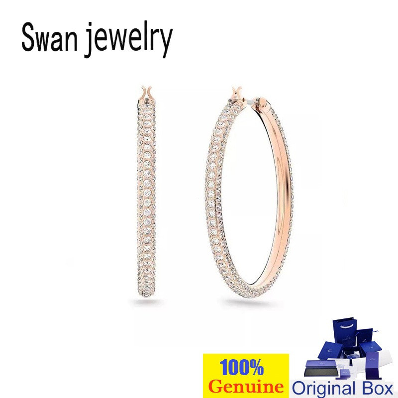 172R Swarovski Swan Jewelry ต่างหู MUTKU ต่างหูห่วงใหญ่ Swan Jewelry ต่างหูคริสตัล ต่างหู ต่างหูหงส์