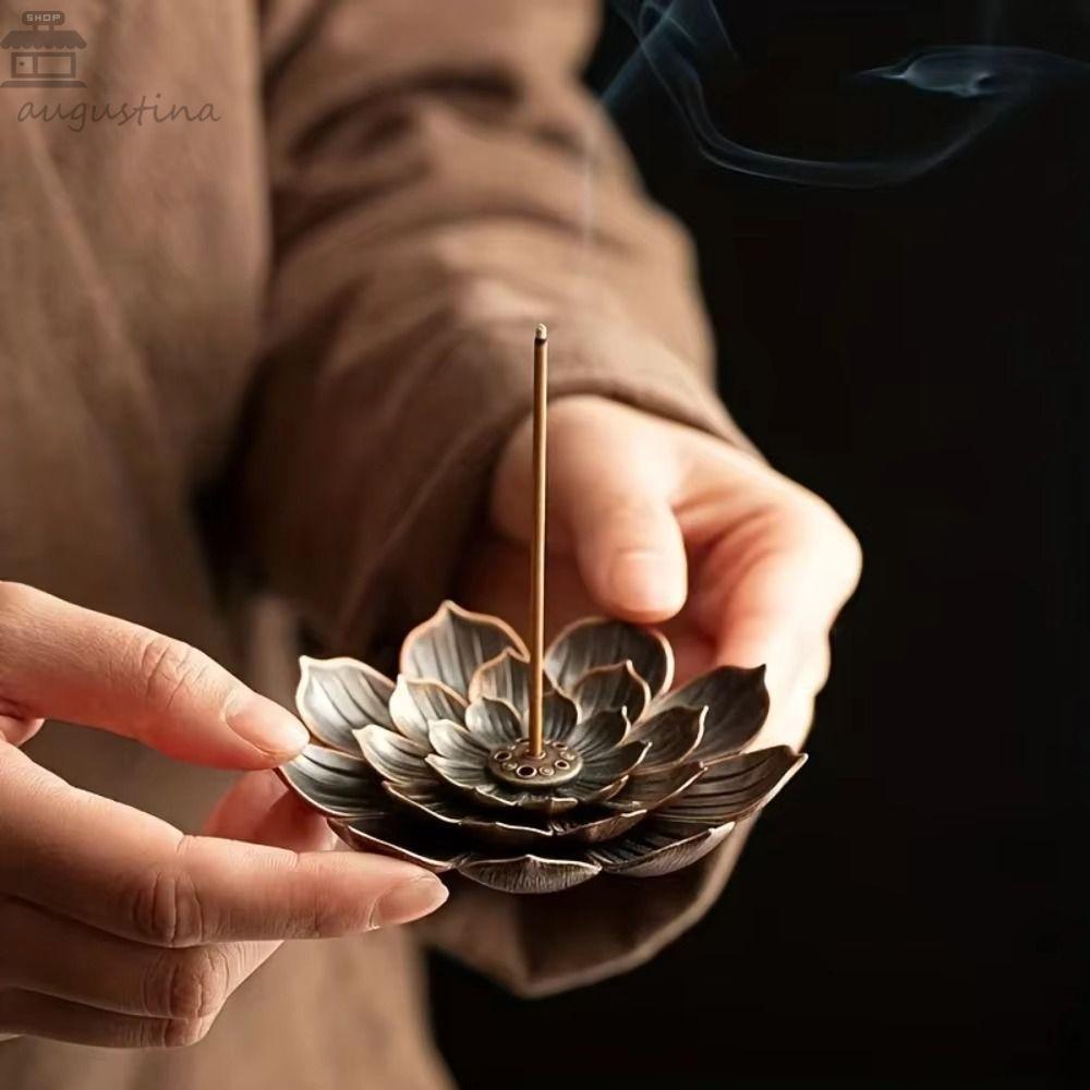 AUGUSTINA กระถางธูป, 2/3 ชั้นที่ถอดออกได้ผู้ถือธูป Ash Catcher, เครื่องประดับ 6 หลุม Lotus Design Vintage Lotus Aromatherapy Stand Office Use ราคา ถูกที่สุด ดีลบีเคเค รูปภาพหลัก