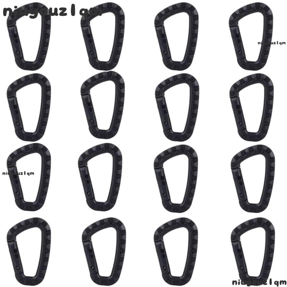 NIUYONI 16 ชิ้น Carabiner, Heavy Duty Mini D Shape Buckle, Duarble Light Weight D Rings Camping