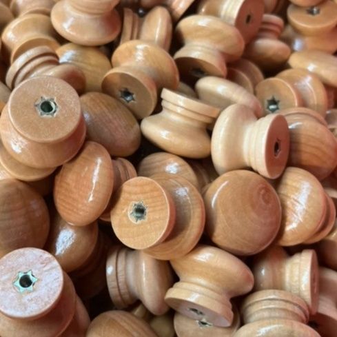 Solid Wood Mushroom Head Drawer Handle Round Wood Knob Vintage Furniture