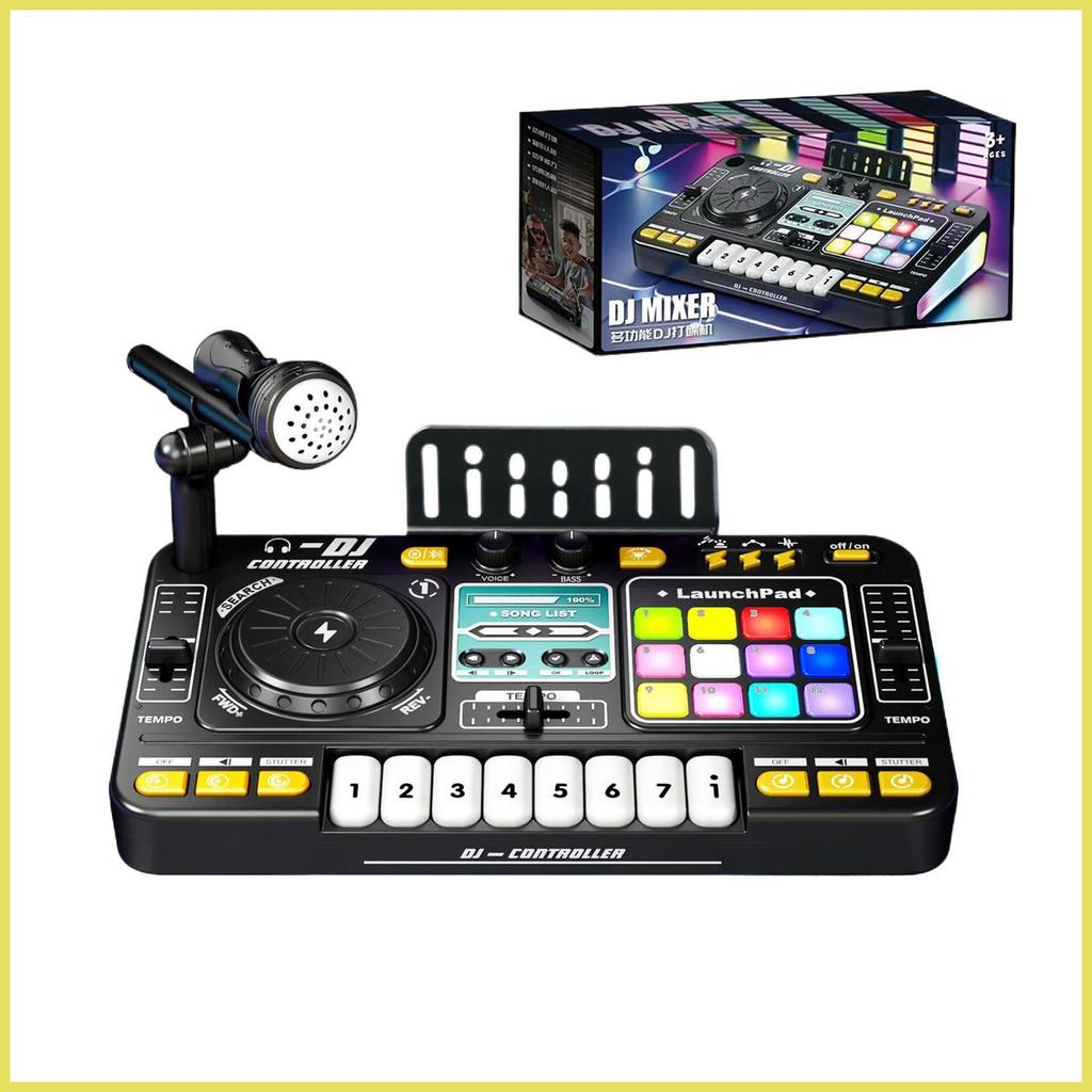 Kids DJ Mixer USB ชาร์จแบบพกพาตารางเปียโนพร้อมไฟ DJ Learning คีย์บอร์ด Mixer Digital Audio chenhomph