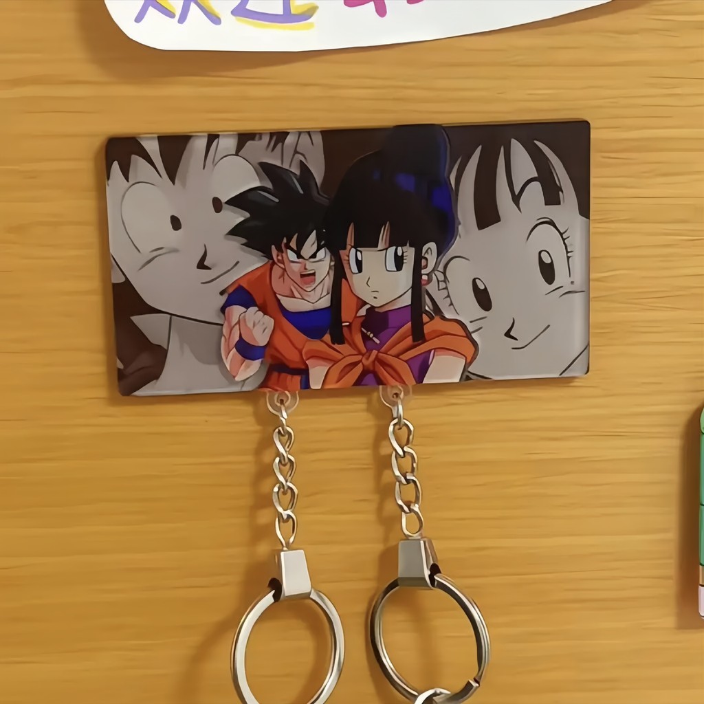 Dragon Ball Goku Kiki คู่ใสจี้ผู้ถือบัตรพวงกุญแจตู้เย็นสติ๊กเกอร์สติ๊กเกอร์ติดผนัง-Minges Shop