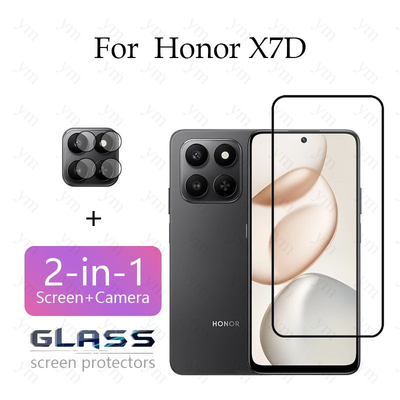 2 In 1 Honor X7D ฟิล์ม ฟิล์มกระจก กระจกนิรภัยป้องกันหน้าจอฟิล์มเลนส์กล้องสําหรับ Honor X6B X6C X7C X