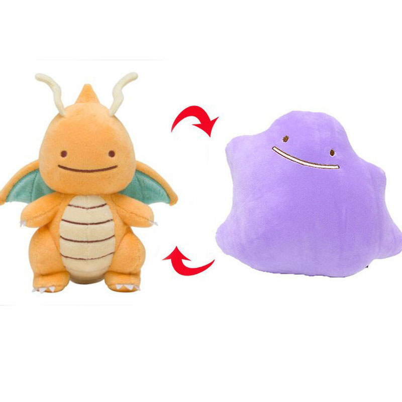 33 ซม.สองด้าน Ditto Flip Reversible Plush ของเล่นการ์ตูนภาพ Expression Eevee Lapras Snorlax Gengar ตุ๊กตาตุ๊กตาของขวัญ