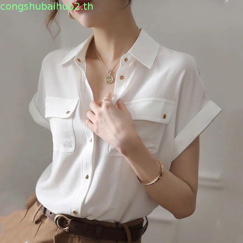 Chiffon white shirt women's summer thin style design sense 2024 new niche design style foreign style