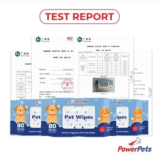 ทิชชู่เปียกสำหรับสัตว์เลี้ยง แบรนด์ PowerPets สูตรต้านเชื้อแบคทีเรีย 80 แผ่น ปราศจากแอลกอฮอล์