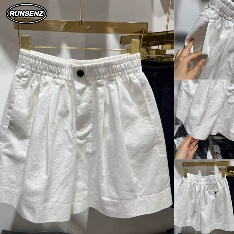 กางเกงขาสั้นสำหรับคนอ้วน ไซส์พิเศษ M-4XL ทรงกว้าง สีขาว