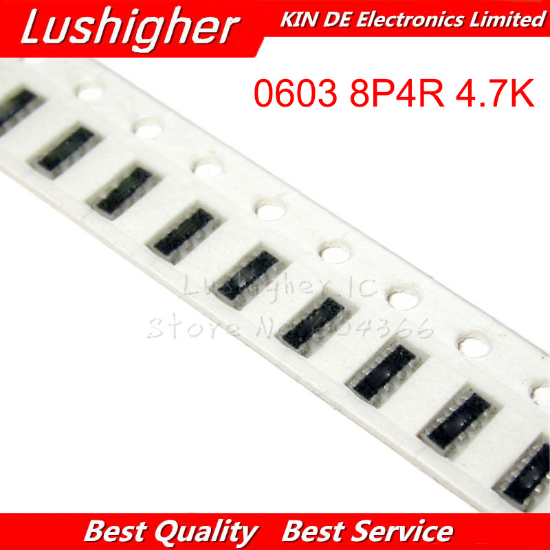 200 ชิ้น 0603 SMD Exclusion 0603 8P4R 2*4P 4.7K 4K7 Ohm Network Resistor Array