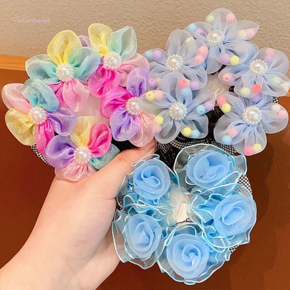เน็ตติดผมดอกไม้เรเดียนท์ ตาข่ายมุก สไตล์เกาหลีหวานบัลเล่ต์ สำหรับเด็กและหญิง