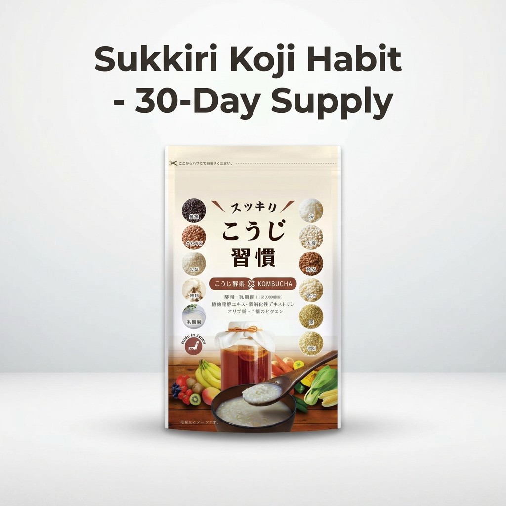 Sukkiri Koji Habit - 30-Day Supply - Tablets - Diet Supplement - Koji - Live Enzymes - Kombucha - Ye
