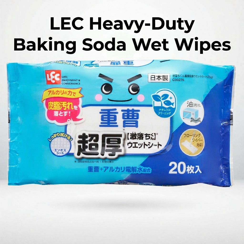 LEC Heavy-Duty Baking Soda Wet Wipes - 20 Sheets (Baking Soda + Alkaline Electrolyzed Water)