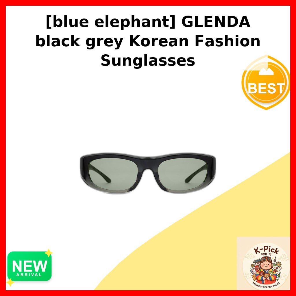 ช้างสีฟ้า GLENDA แว่นกันแดดแฟชั่นเกาหลี สีดำเทา แบบ Wraparound